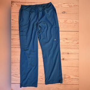 Dark Teal Medical Scrub Pants Cargo Pocket Drawstring L